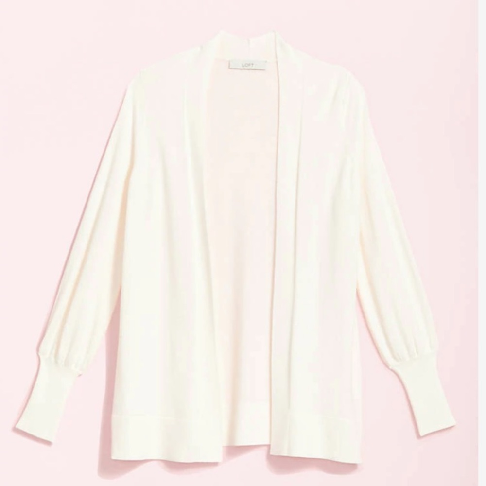 NWT LOFT White Drapey Sleeve Open Knit Cardigan